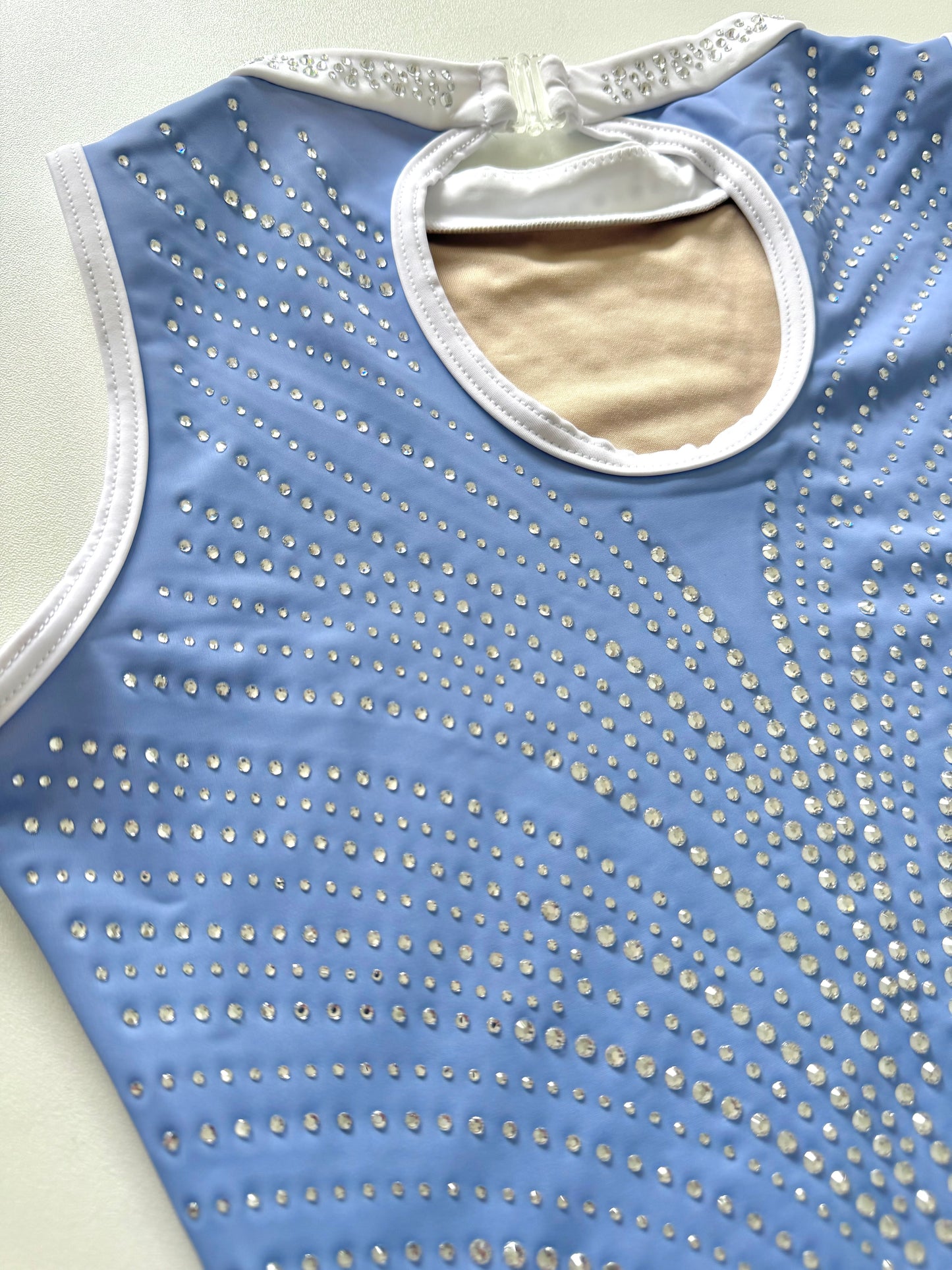Clasp back gymnastics leotard.