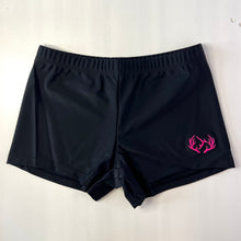 Load image into Gallery viewer, Black Lycra Shorts - Pink Logo
