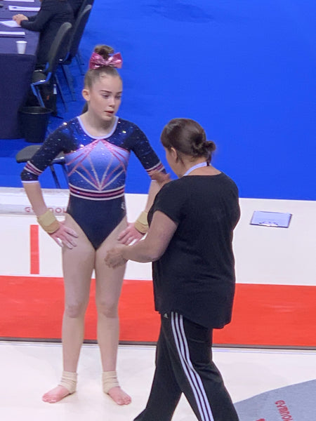 Amelie Beadle-Gates in her bespoke Stag Leotards at the British Championships!