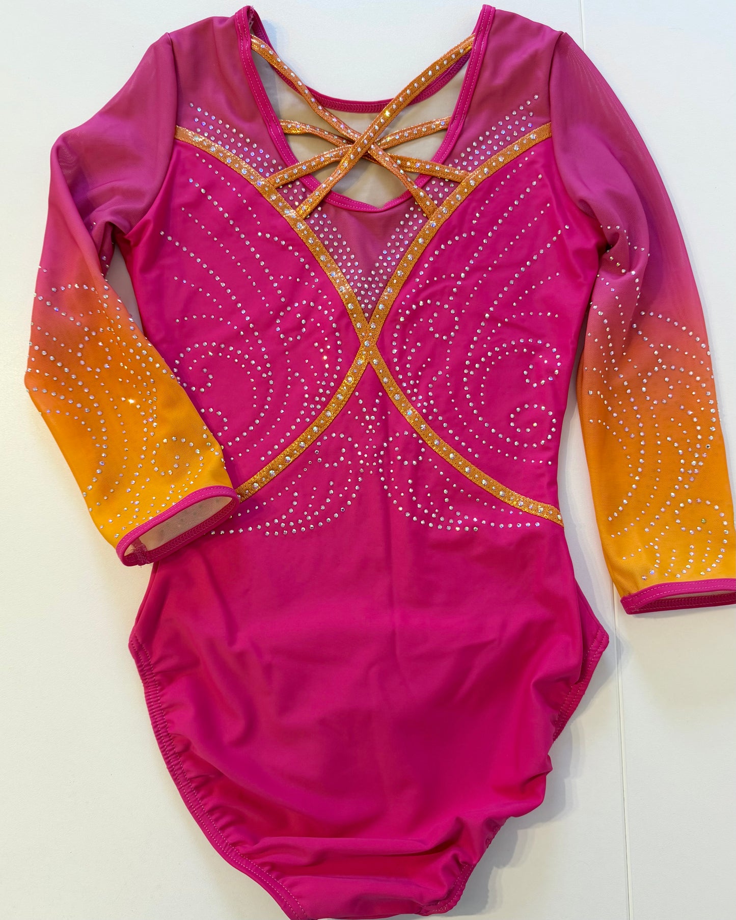 3/4 Sleeved Fuchsia Swirl Leotard - Stag Gymnastics Leotards