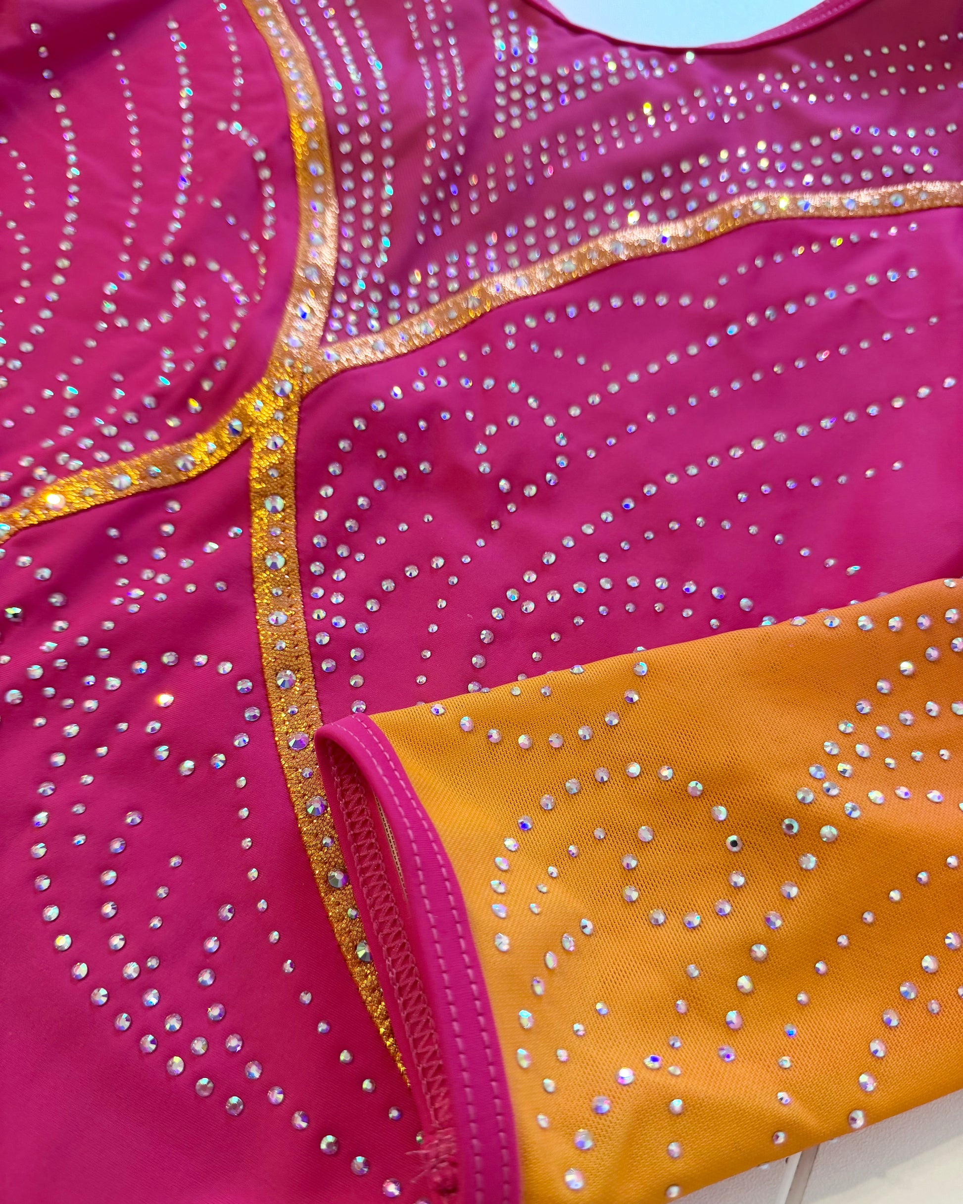 3/4 Sleeved Fuchsia Swirl Leotard - Stag Gymnastics Leotards