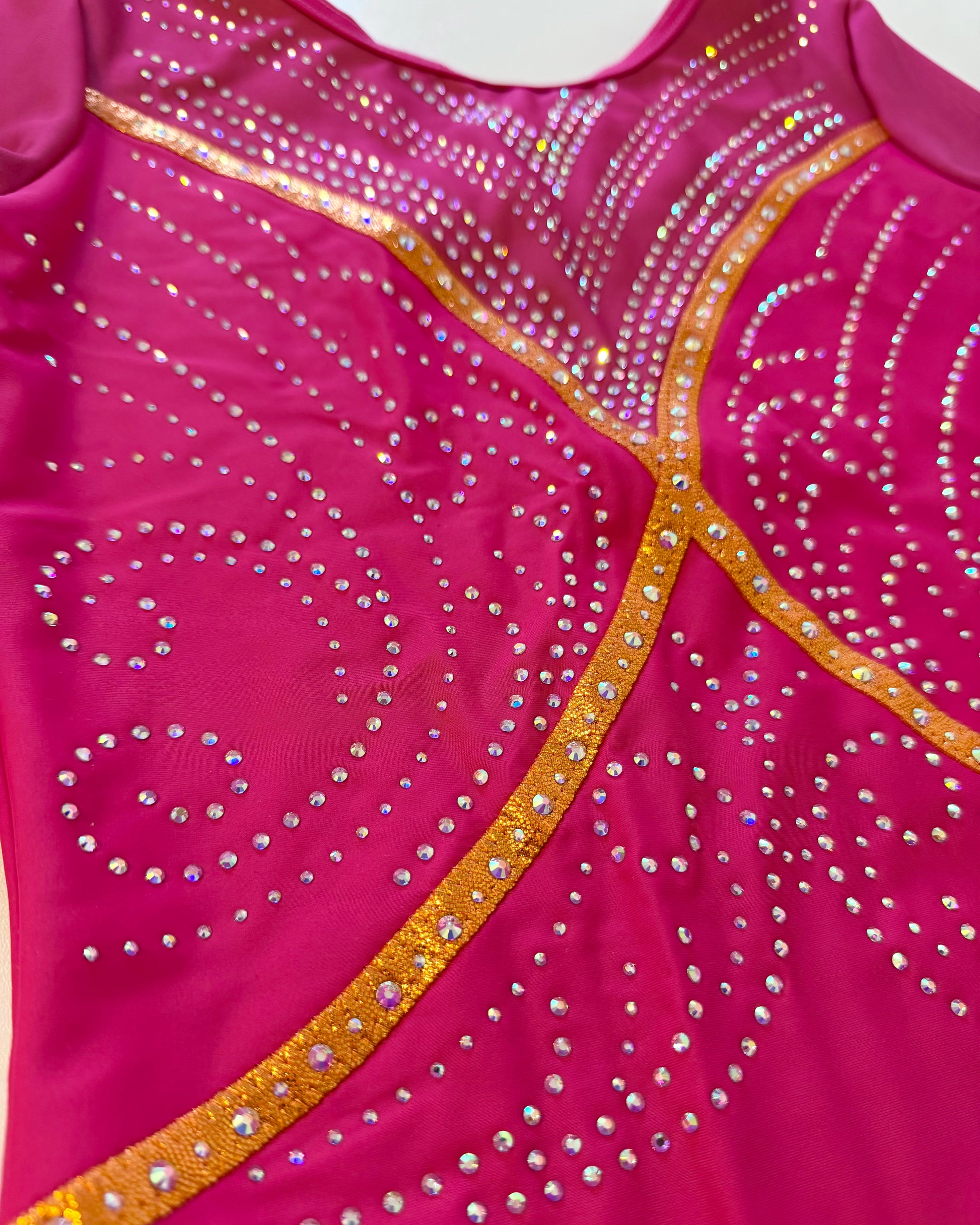 3/4 Sleeved Fuchsia Swirl Leotard - Stag Gymnastics Leotards