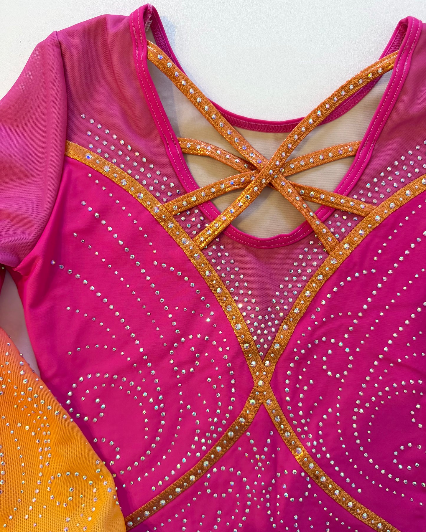 3/4 Sleeved Fuchsia Swirl Leotard - Stag Gymnastics Leotards