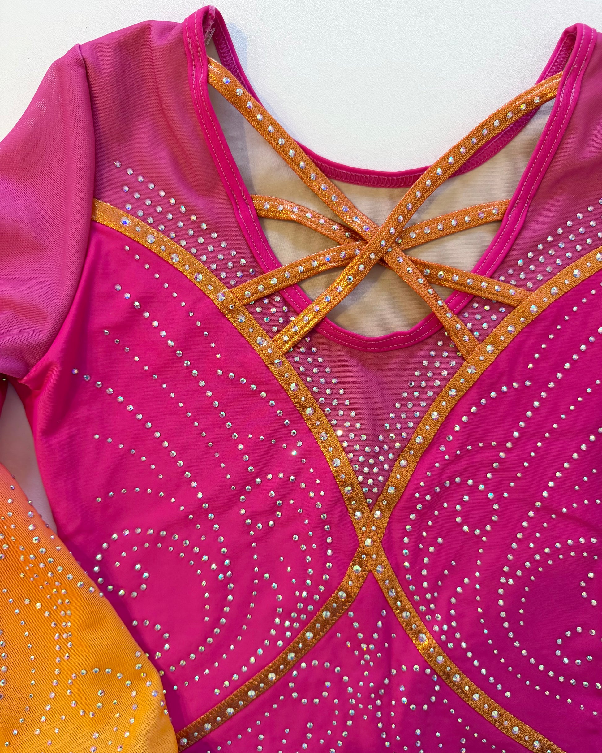 3/4 Sleeved Fuchsia Swirl Leotard - Stag Gymnastics Leotards