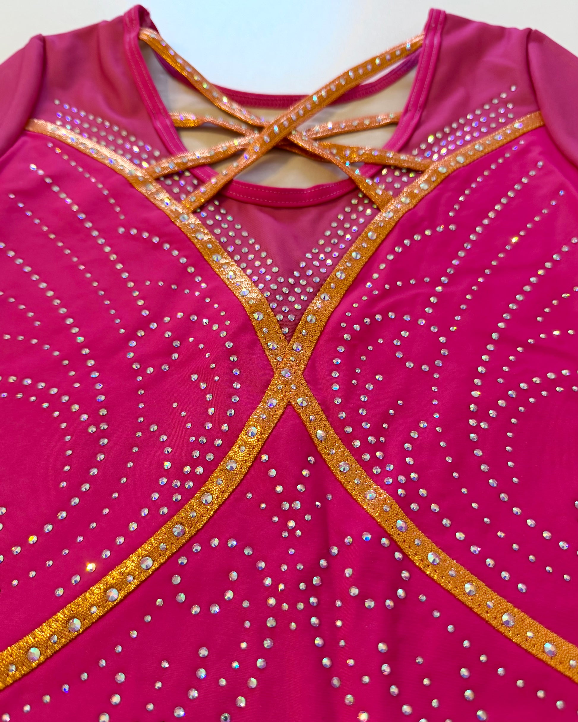 3/4 Sleeved Fuchsia Swirl Leotard - Stag Gymnastics Leotards