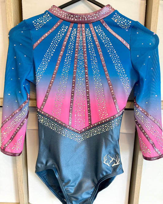 3/4 Sleeved Indigo Blush Leotard and Scrunchie - Stag Gymnastics Leotards