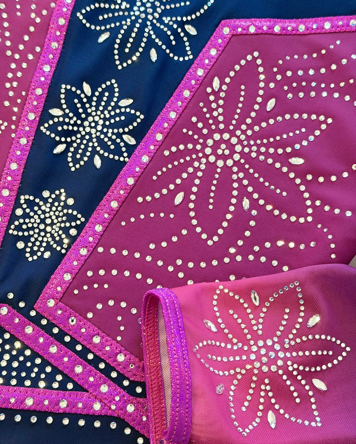 3/4 Sleeved Magenta Flora Leotard - Stag Gymnastics Leotards