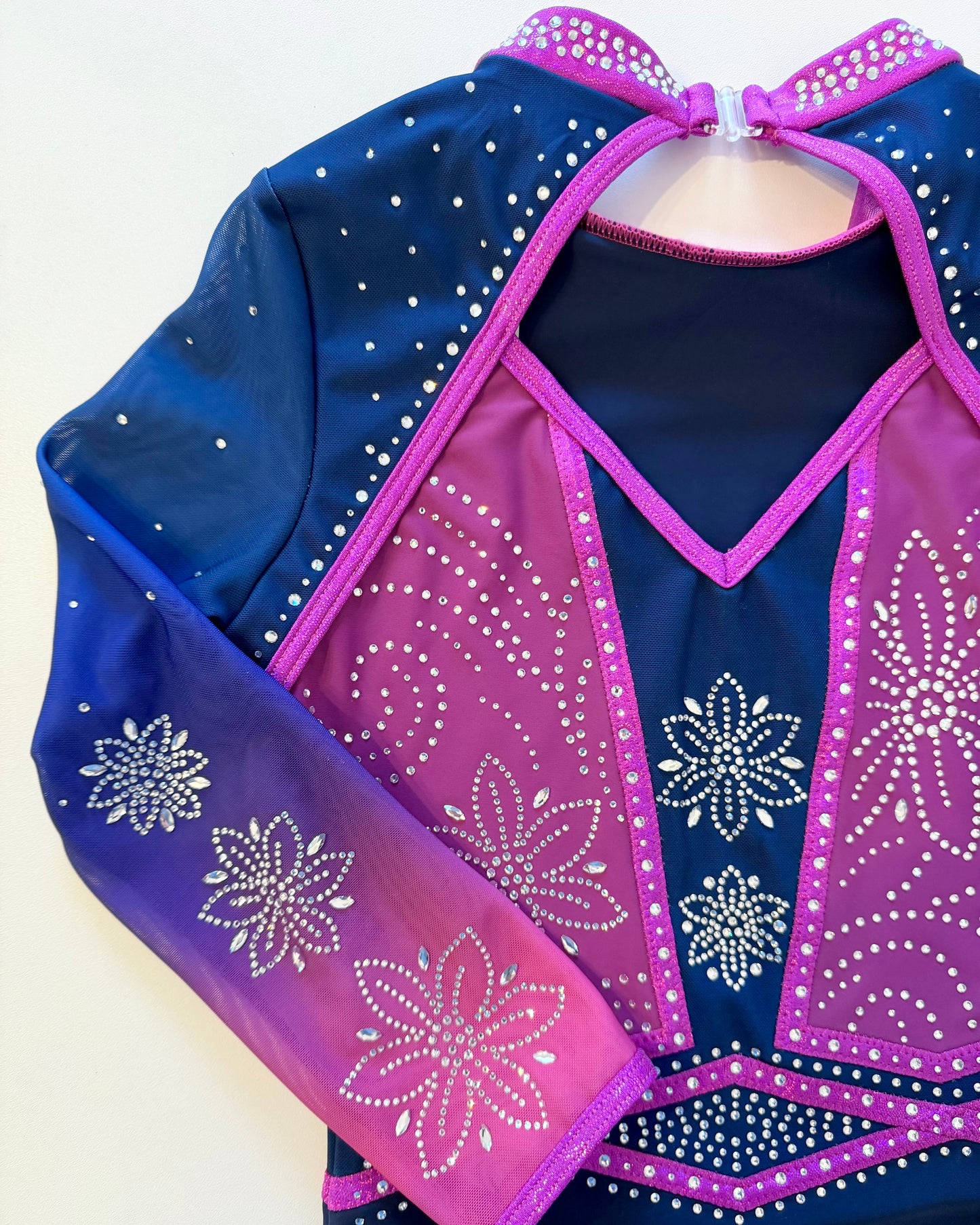 3/4 Sleeved Magenta Flora Leotard - Stag Gymnastics Leotards