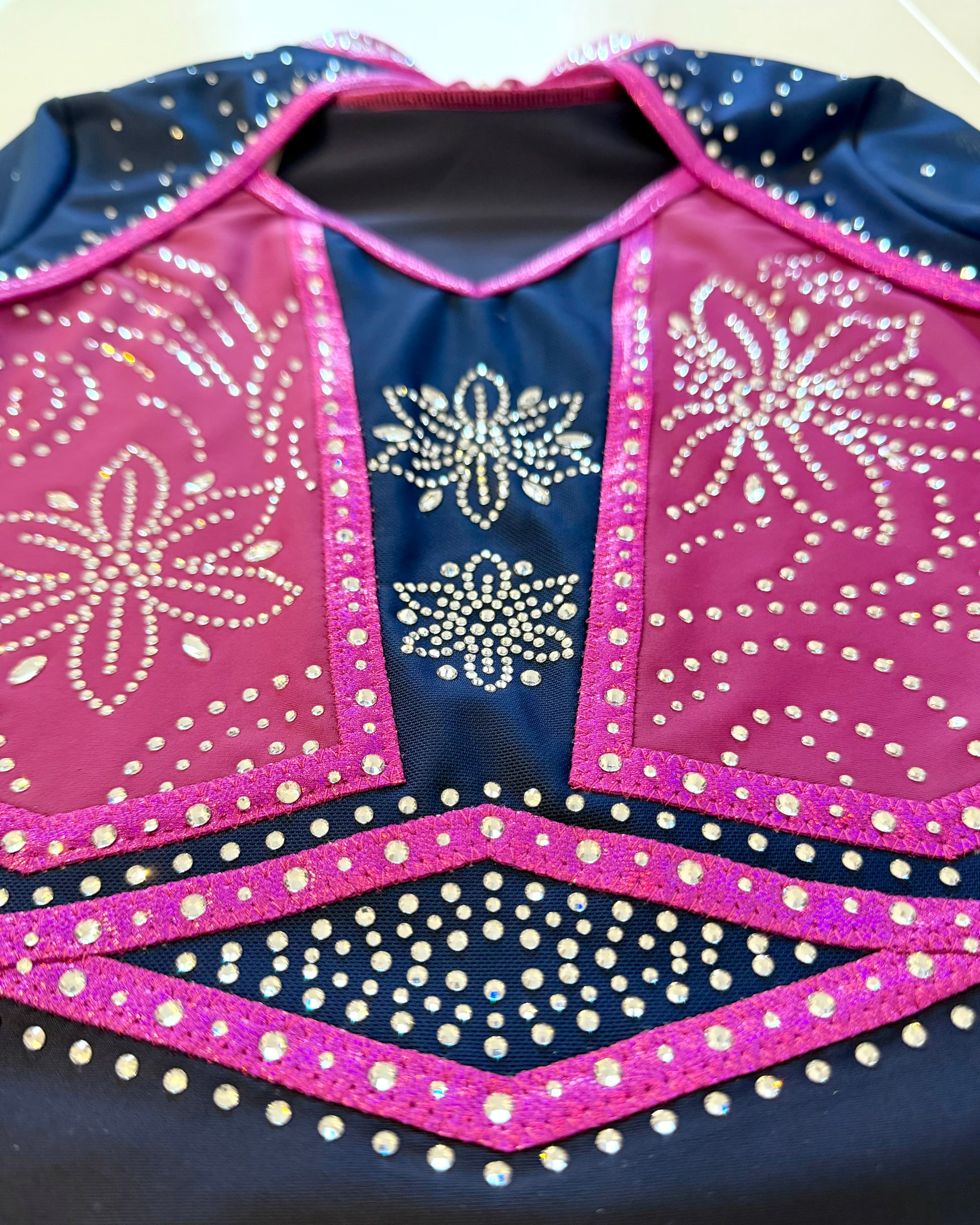 3/4 Sleeved Magenta Flora Leotard - Stag Gymnastics Leotards