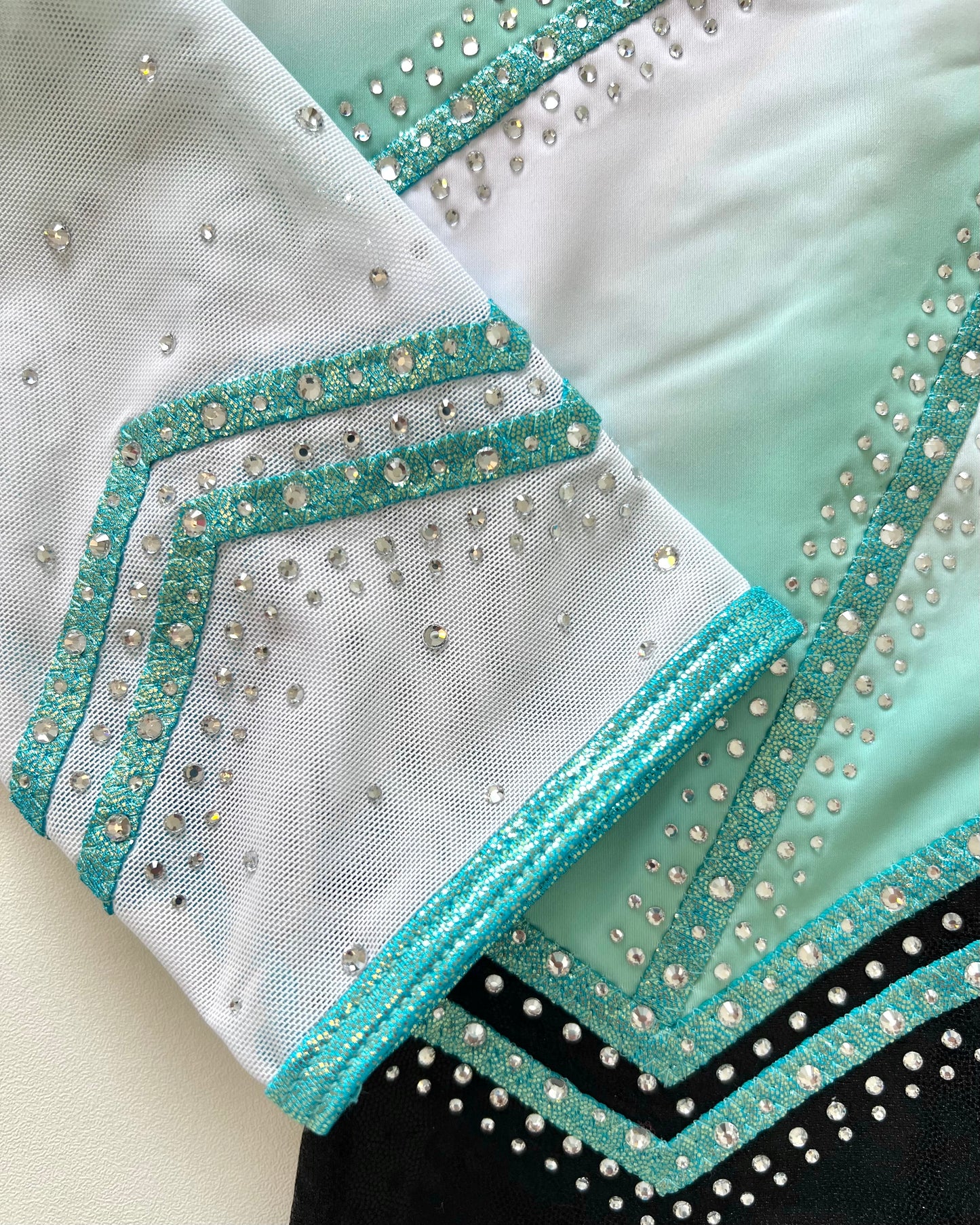 3/4 Sleeved Mint Shadow Leotard - Stag Gymnastics Leotards