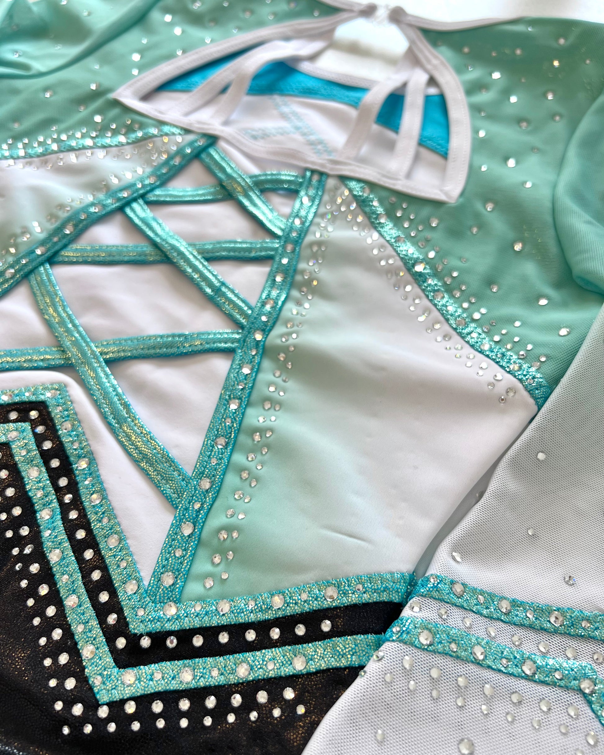 3/4 Sleeved Mint Shadow Leotard - Stag Gymnastics Leotards