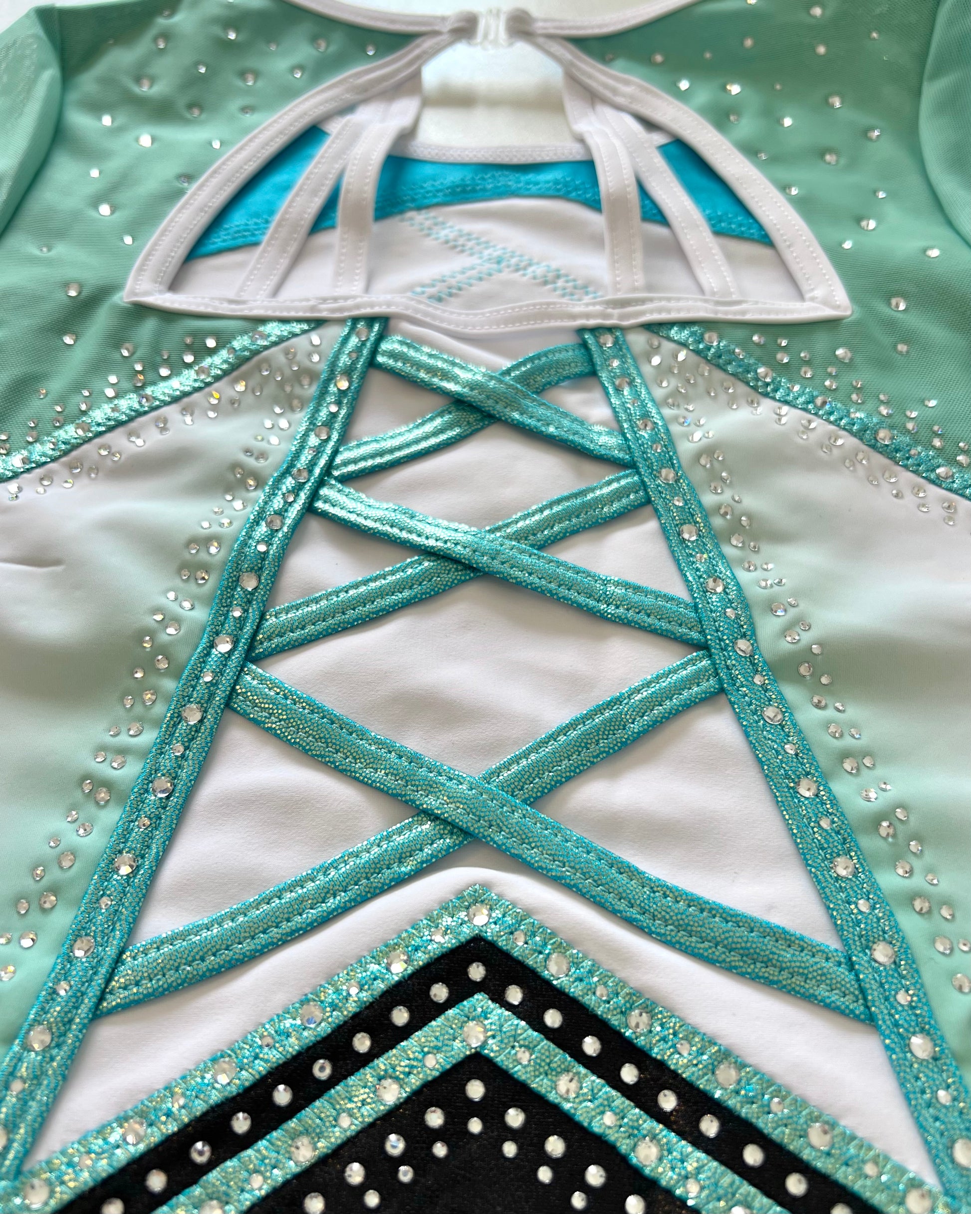 3/4 Sleeved Mint Shadow Leotard - Stag Gymnastics Leotards
