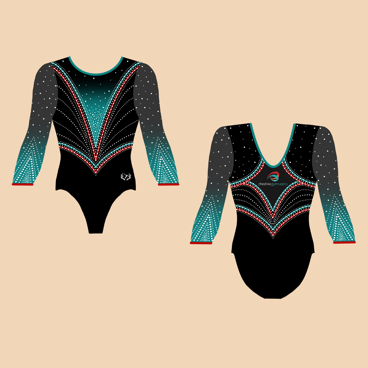 Cheshire Gymnastics - Girl's Competition Leotard - 3/4 Sleeved - Stag Gymnastics Leotards