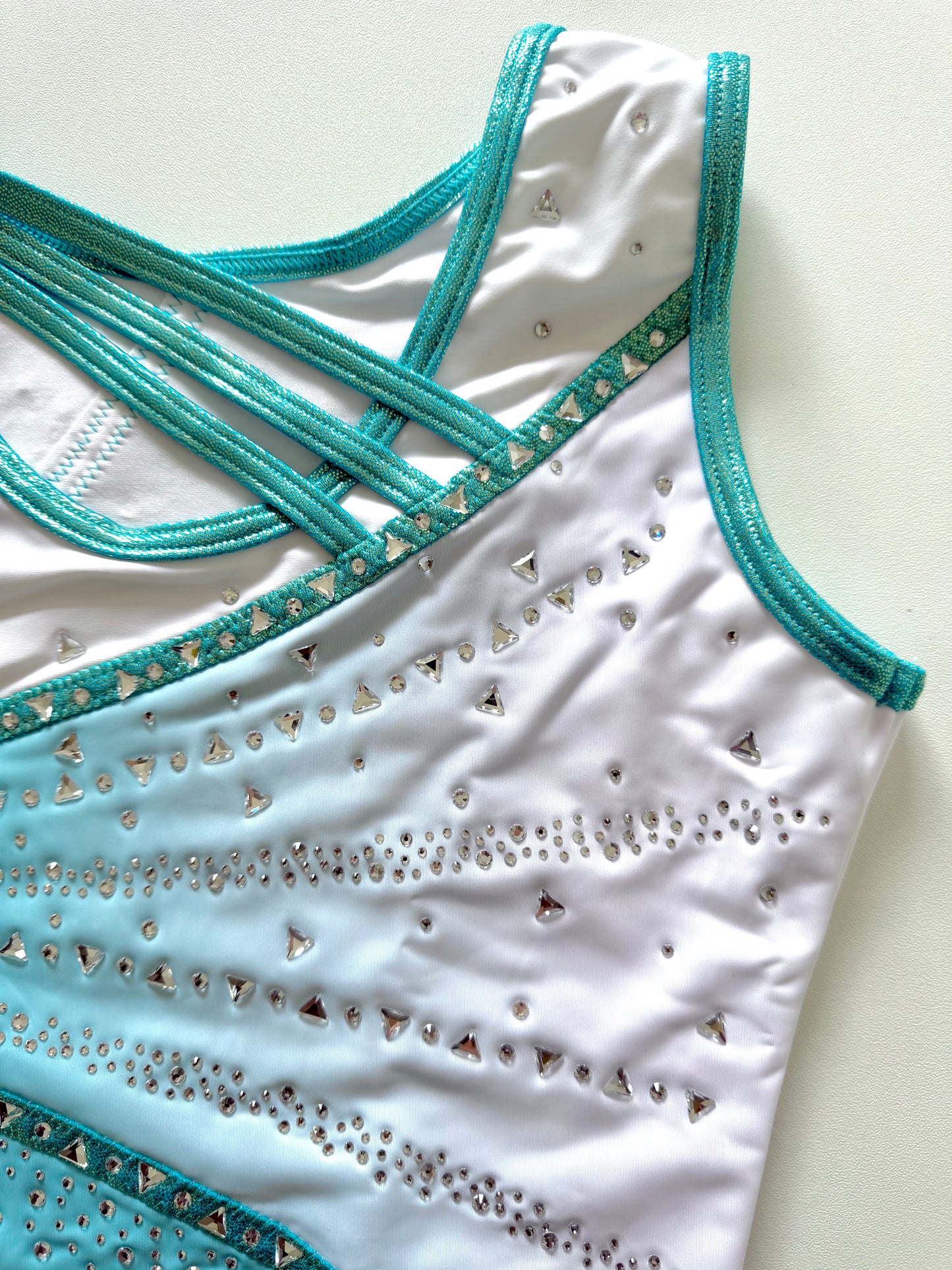 Strappy back gymnastics leotard.