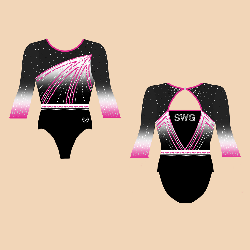 Sheffield Workshop Gymnastics Club - Girl's Competition Leotard - 3/4 Sleeved - Stag Gymnastics Leotards