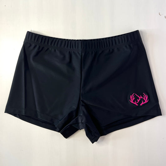 Black Lycra Shorts - Pink Logo
