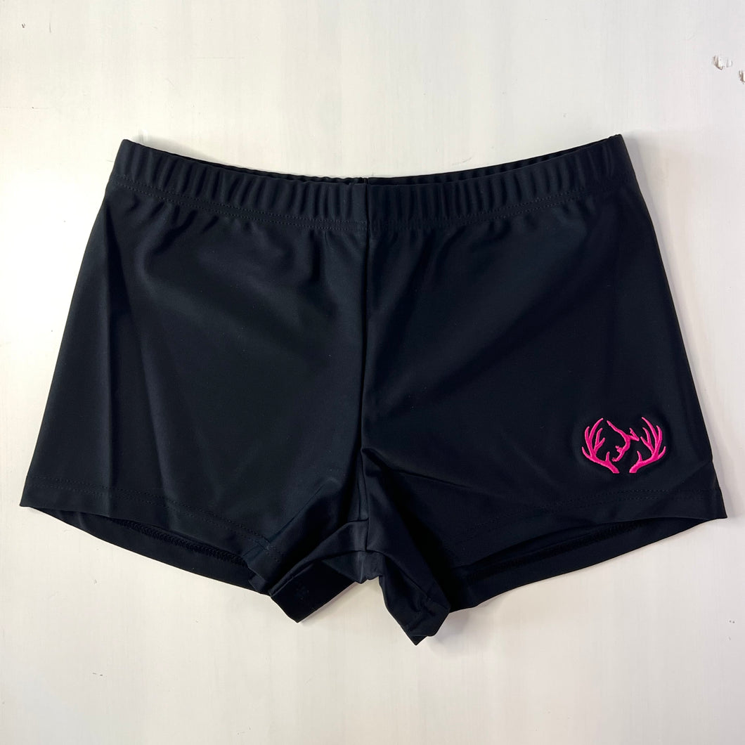 Black Lycra Shorts - Pink Logo