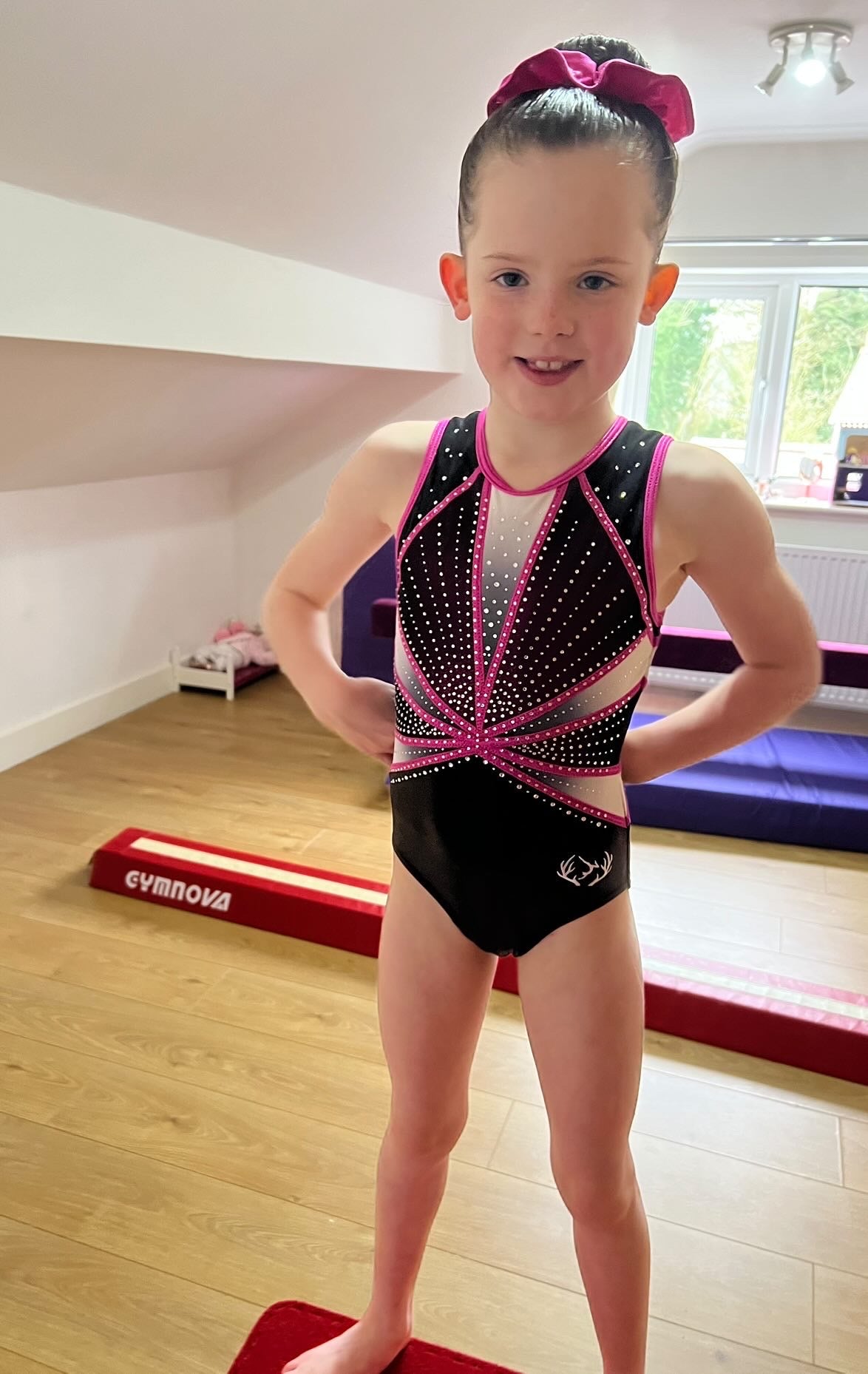 Mondor Girls Gymnastics Leotard with Matching Scrunchie - 27826